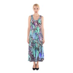 Colored Pencil Tree Leaves Drawing Sleeveless Maxi Dress