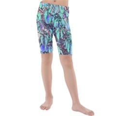 Colored Pencil Tree Leaves Drawing Kids  Mid Length Swim Shorts