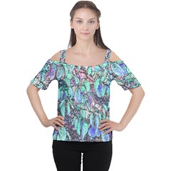 Colored Pencil Tree Leaves Drawing Women s Cutout Shoulder Tee