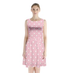 Pink Polka Dots Sleeveless Waist Tie Chiffon Dress by LokisStuffnMore