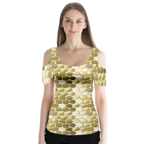 Cleopatras Gold Butterfly Sleeve Cutout Tee  by psweetsdesign