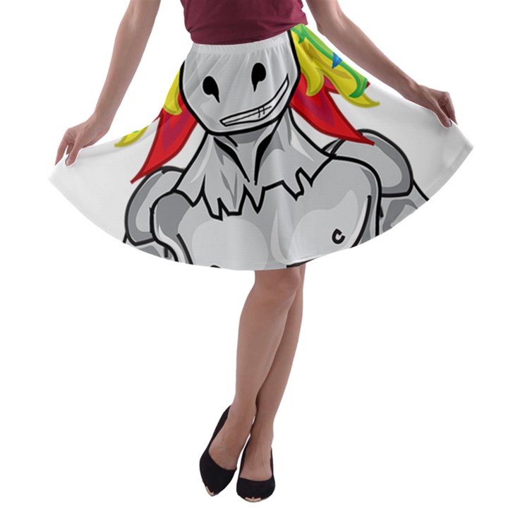 Angry Unicorn A-line Skater Skirt