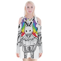 Angry Unicorn Velvet Long Sleeve Shoulder Cutout Dress