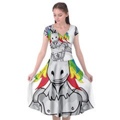 Angry Unicorn Cap Sleeve Wrap Front Dress