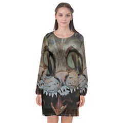 Cheshire Cat Long Sleeve Chiffon Shift Dress  by KAllan