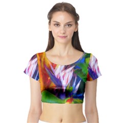 Palms02 Short Sleeve Crop Top (tight Fit) by psweetsdesign