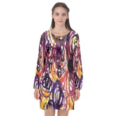 Autumnn Rainbow Long Sleeve Chiffon Shift Dress  by Mariart