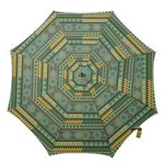 Bezold Effect Traditional Medium Dimensional Symmetrical Different Similar Shapes Triangle Green Yel Hook Handle Umbrellas (large)