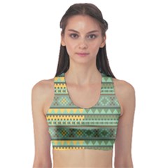 Bezold Effect Traditional Medium Dimensional Symmetrical Different Similar Shapes Triangle Green Yel Sports Bra by Mariart