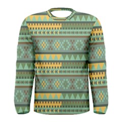 Bezold Effect Traditional Medium Dimensional Symmetrical Different Similar Shapes Triangle Green Yel Men s Long Sleeve Tee
