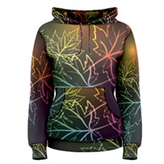 Beautiful Maple Leaf Neon Lights Leaves Marijuana Women s Pullover Hoodie by Mariart