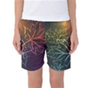 Beautiful Maple Leaf Neon Lights Leaves Marijuana Women s Basketball Shorts View1