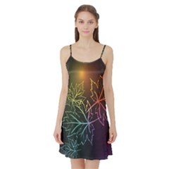 Beautiful Maple Leaf Neon Lights Leaves Marijuana Satin Night Slip by Mariart