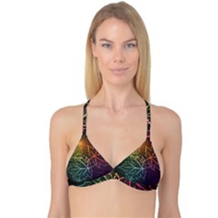 Beautiful Maple Leaf Neon Lights Leaves Marijuana Reversible Tri Bikini Top by Mariart