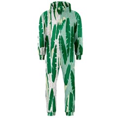 Banana Leaf Green Polka Dots Hooded Jumpsuit (men) 