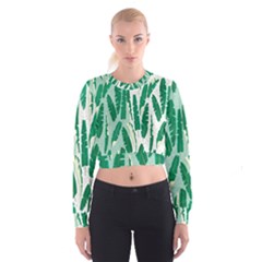 Banana Leaf Green Polka Dots Cropped Sweatshirt