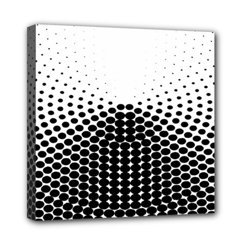Black White Polkadots Line Polka Dots Mini Canvas 8  X 8  by Mariart
