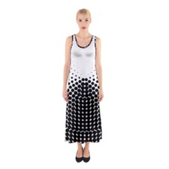 Black White Polkadots Line Polka Dots Sleeveless Maxi Dress