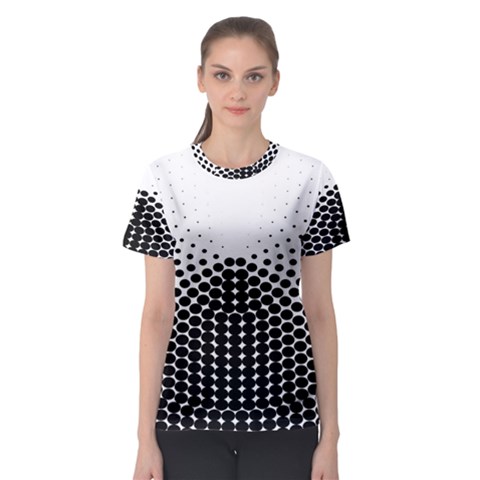 Black White Polkadots Line Polka Dots Women s Sport Mesh Tee by Mariart