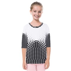 Black White Polkadots Line Polka Dots Kids  Quarter Sleeve Raglan Tee