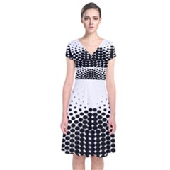 Black White Polkadots Line Polka Dots Short Sleeve Front Wrap Dress by Mariart