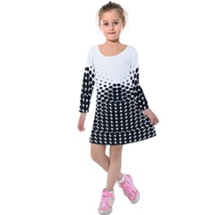 Black White Polkadots Line Polka Dots Kids  Long Sleeve Velvet Dress by Mariart