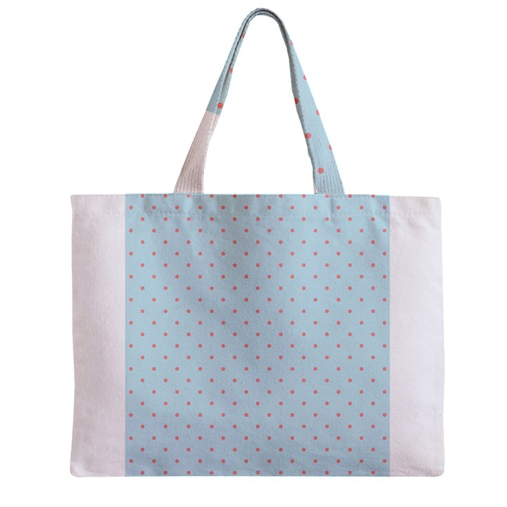 Blue Red Circle Polka Zipper Mini Tote Bag