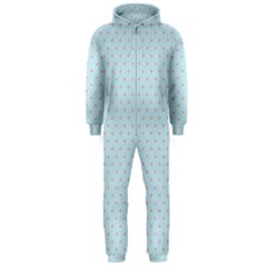 Blue Red Circle Polka Hooded Jumpsuit (men)  by Mariart