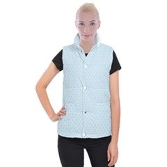 Blue Red Circle Polka Women s Button Up Puffer Vest