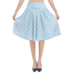 Blue Red Circle Polka Flared Midi Skirt by Mariart