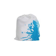 Blue Stain Spot Paint Drawstring Pouches (small) 