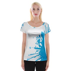 Blue Stain Spot Paint Cap Sleeve Tops by Mariart
