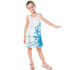 Blue Stain Spot Paint Kids  Sleeveless Dress