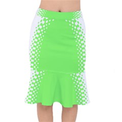 Bubble Polka Circle Green Mermaid Skirt