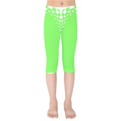 Bubble Polka Circle Green Kids  Capri Leggings 