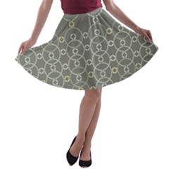 Circles Grey Polka A-line Skater Skirt by Mariart