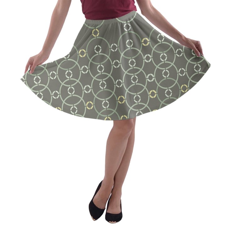 Circles Grey Polka A-line Skater Skirt