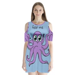 Colorful Cartoon Octopuses Pattern Fear Animals Sea Purple Shoulder Cutout Velvet  One Piece by Mariart