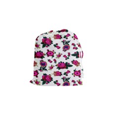 Crown Red Flower Floral Calm Rose Sunflower White Drawstring Pouches (small) 