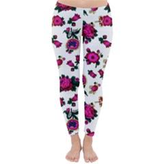 Crown Red Flower Floral Calm Rose Sunflower White Classic Winter Leggings