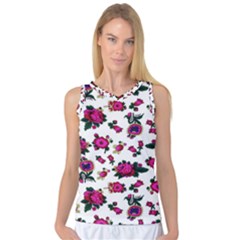 Crown Red Flower Floral Calm Rose Sunflower White Women s Basketball Tank Top by Mariart