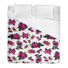 Crown Red Flower Floral Calm Rose Sunflower White Duvet Cover (full/ Double Size) by Mariart