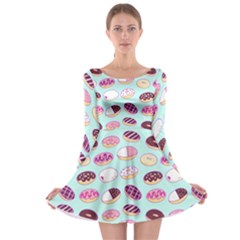 Donut Jelly Bread Sweet Long Sleeve Skater Dress by Mariart