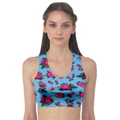 Crown Red Flower Floral Calm Rose Sunflower Sports Bra