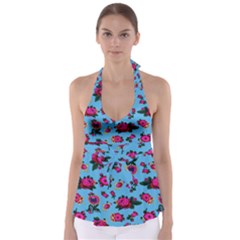 Crown Red Flower Floral Calm Rose Sunflower Babydoll Tankini Top by Mariart