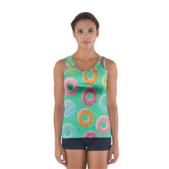 Doughnut Bread Donuts Green Women s Sport Tank Top  by Mariart