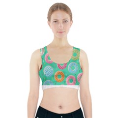 Doughnut Bread Donuts Green Sports Bra With Pocket by Mariart