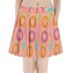 Doughnut Bread Donuts Orange Pleated Mini Skirt by Mariart