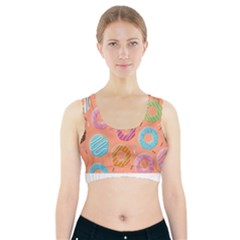 Doughnut Bread Donuts Orange Sports Bra With Pocket by Mariart