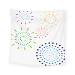 Fireworks Illustrations Fire Partty Polka Square Tapestry (small)